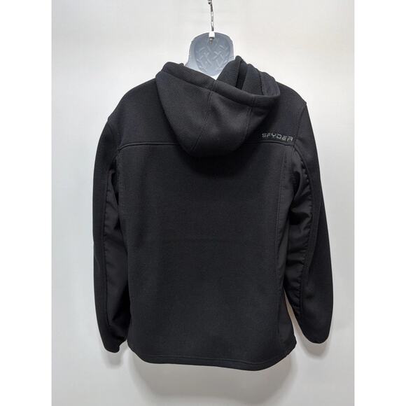 Spyder Bandit Men's Large Waffle Knit Fleece Full Zip Black Moisture Wicking - Picture 2 of 5